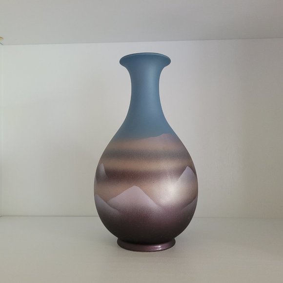 Dreamy 80's Otagiri Hand Painted Mountain Vase - Picture 3 of 10
